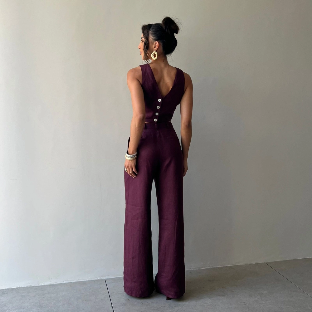 Calça Linho Marcella - Uva