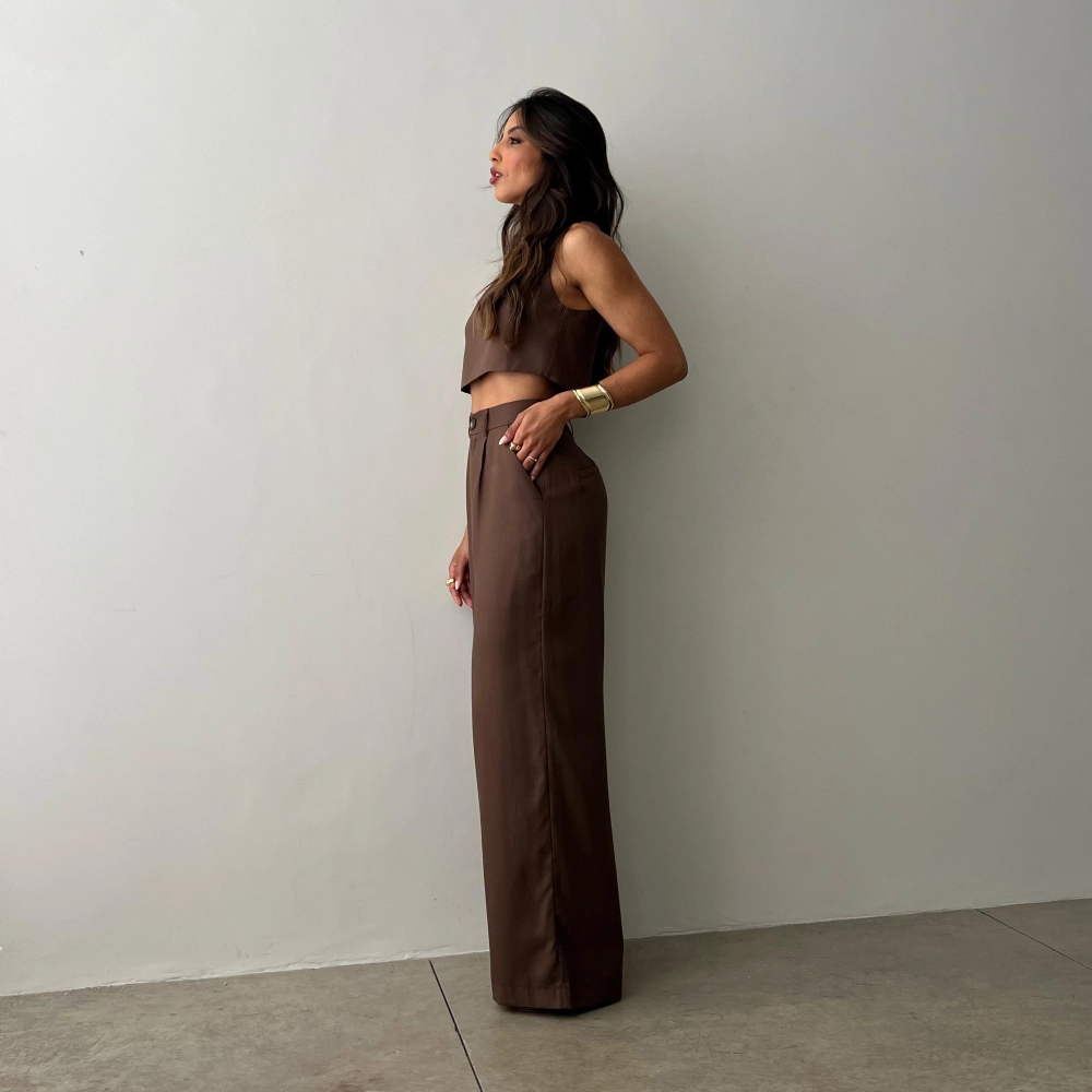Calça Pantalona Hellena - Marrom