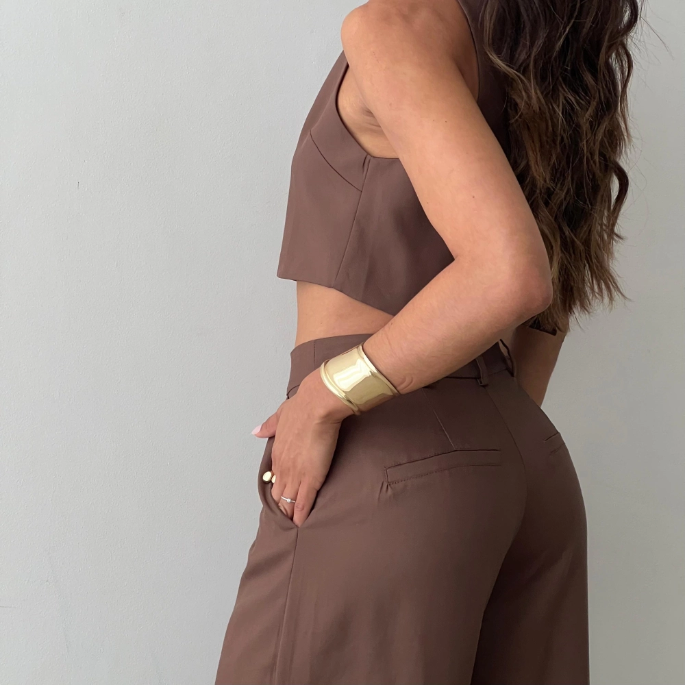 Calça Pantalona Hellena - Marrom