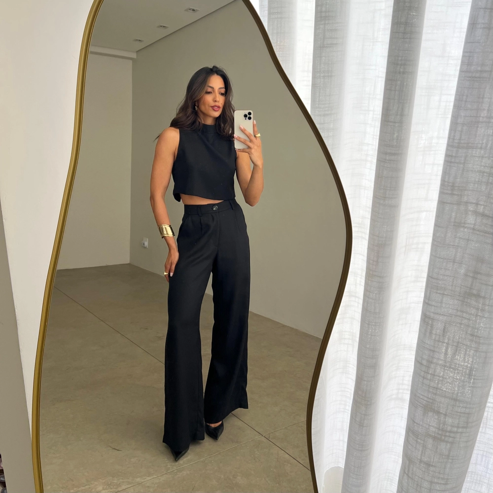 Calça Pantalona Hellena - Preto