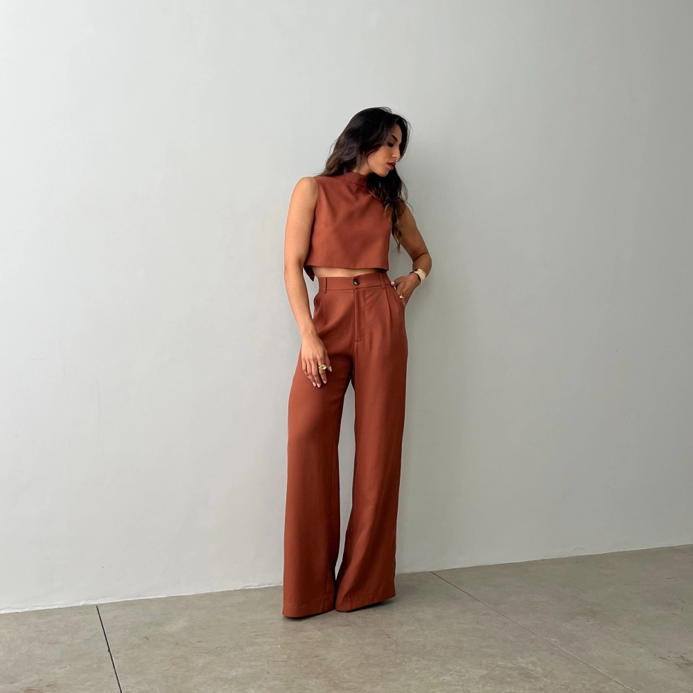 Calça Pantalona Hellena - Terra