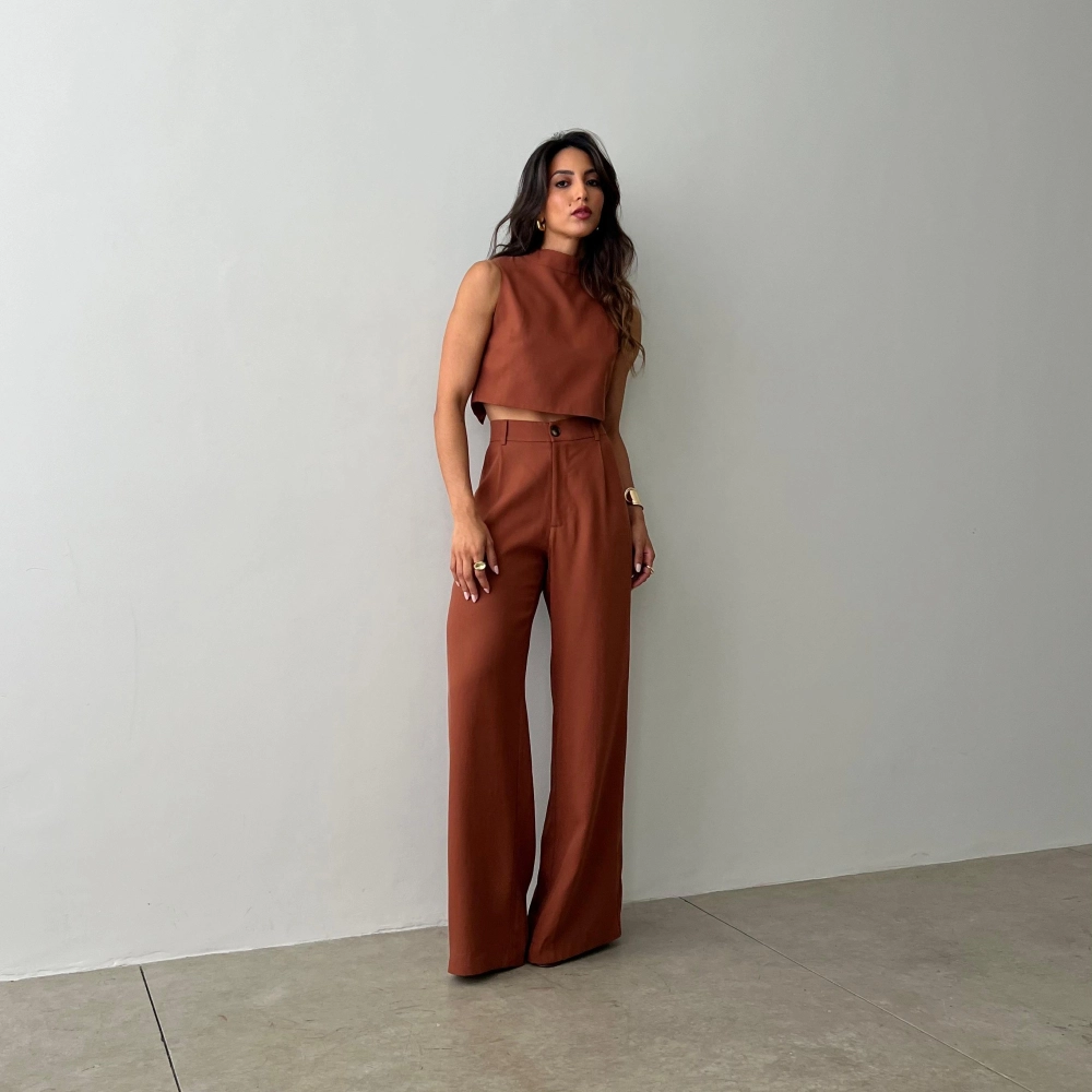 Calça Pantalona Hellena - Terra