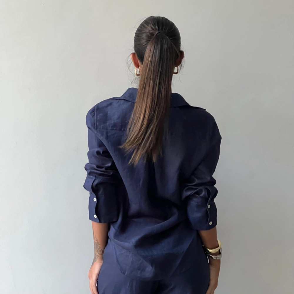 Camisa Linho Renata - Azul Marinho