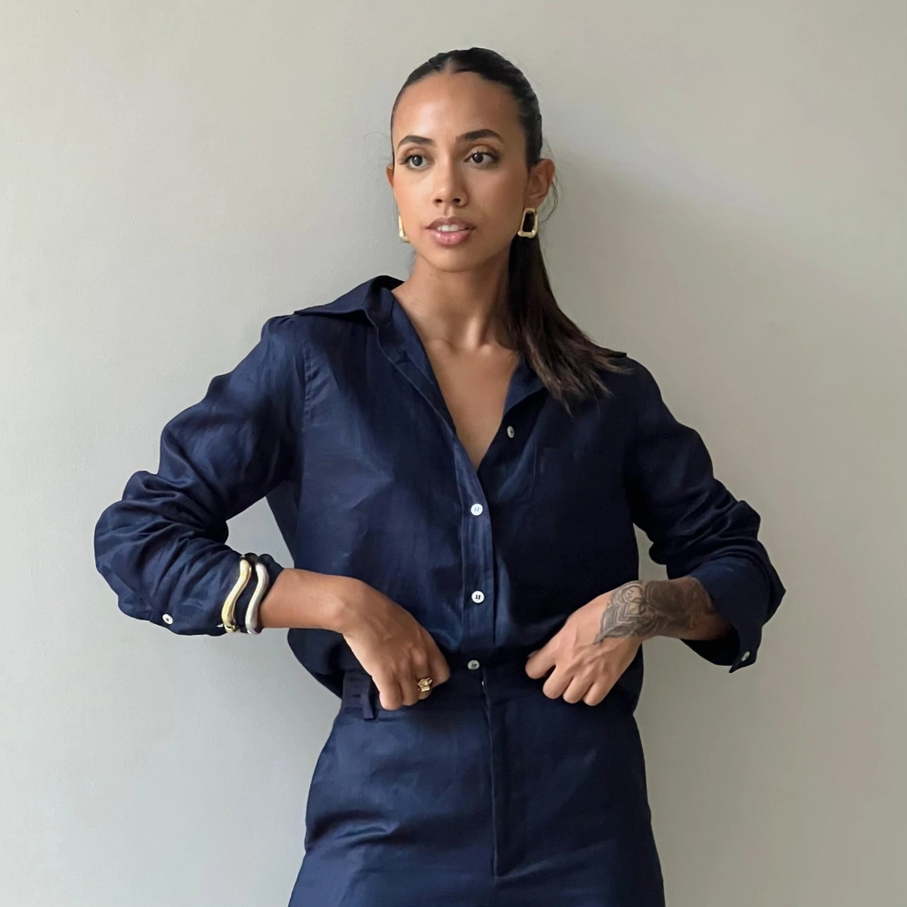 Camisa Linho Renata - Azul Marinho