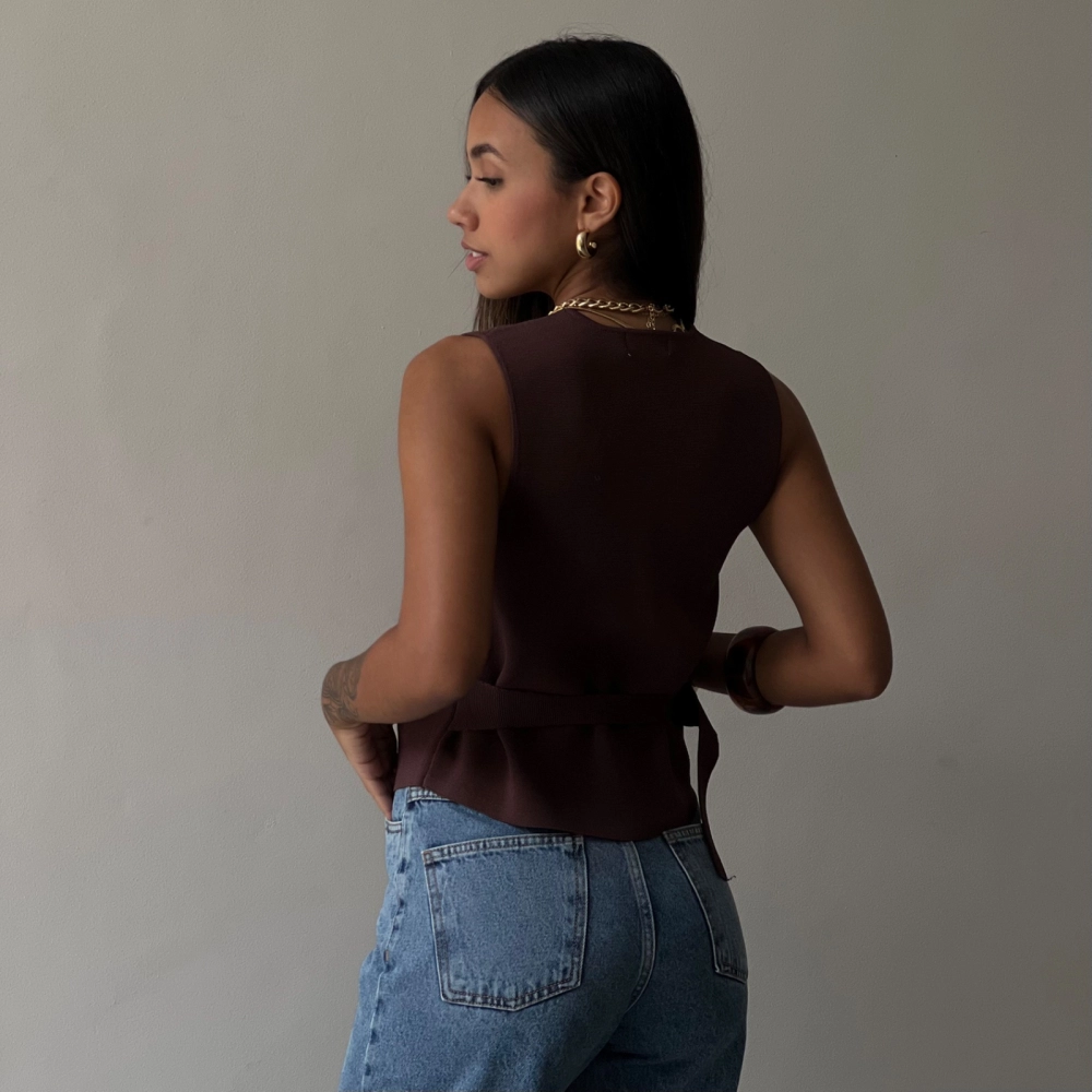 Colete Tricot Margô  - Marrom