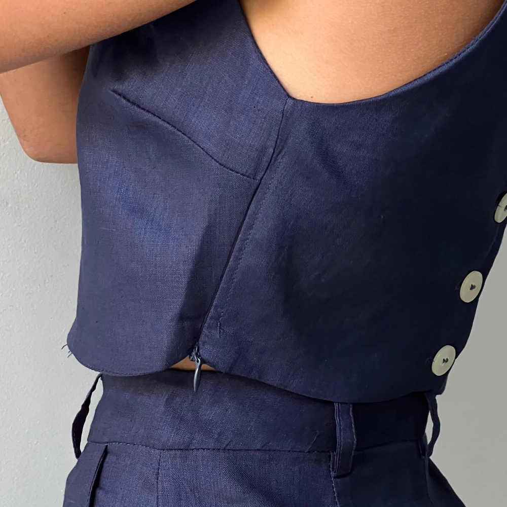 Cropped Linho Marcella - Azul Marinho