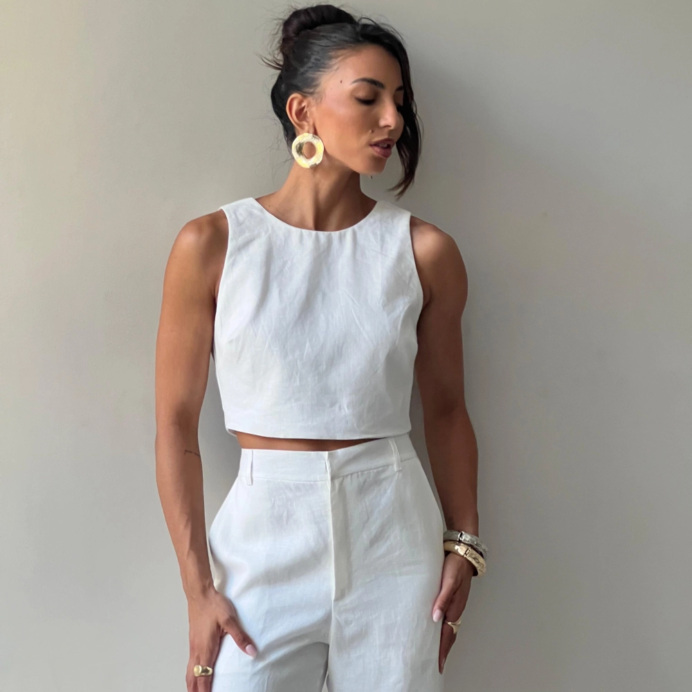 Cropped Linho Marcella - Branco