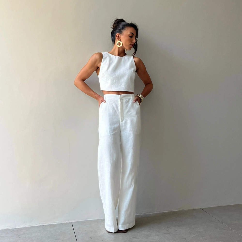 Cropped Linho Marcella - Branco