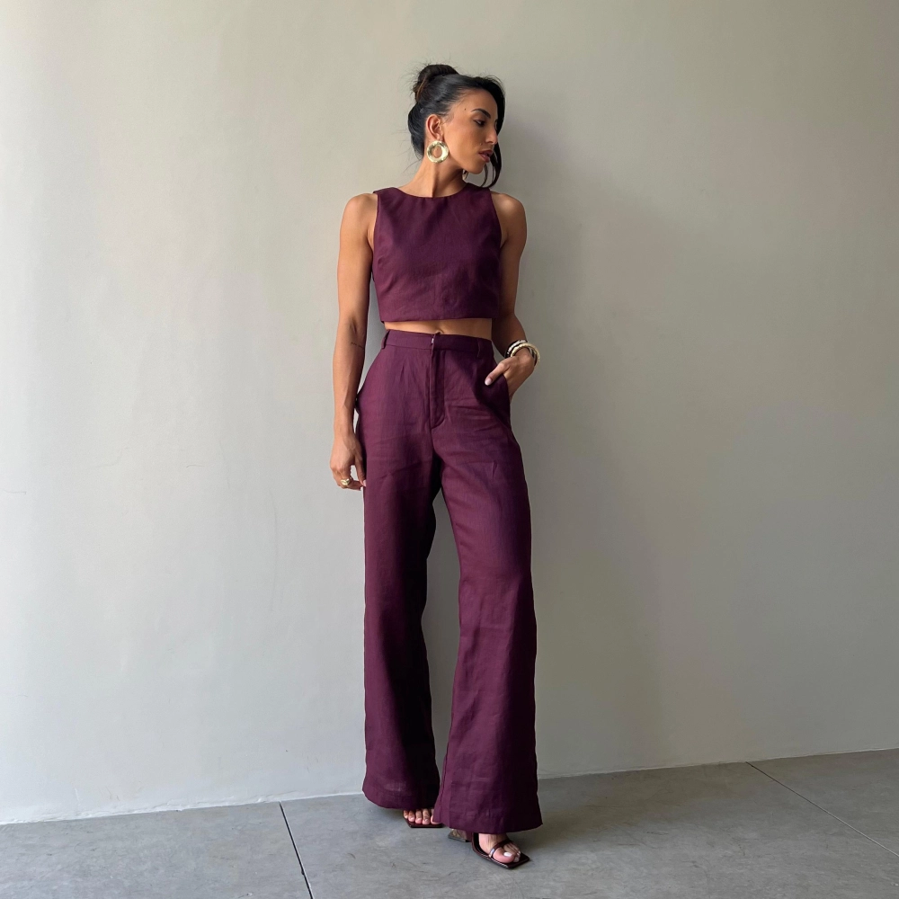 Cropped Linho Marcella - Uva