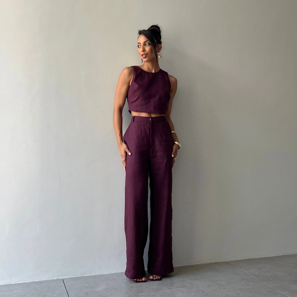 Cropped Linho Marcella - Uva