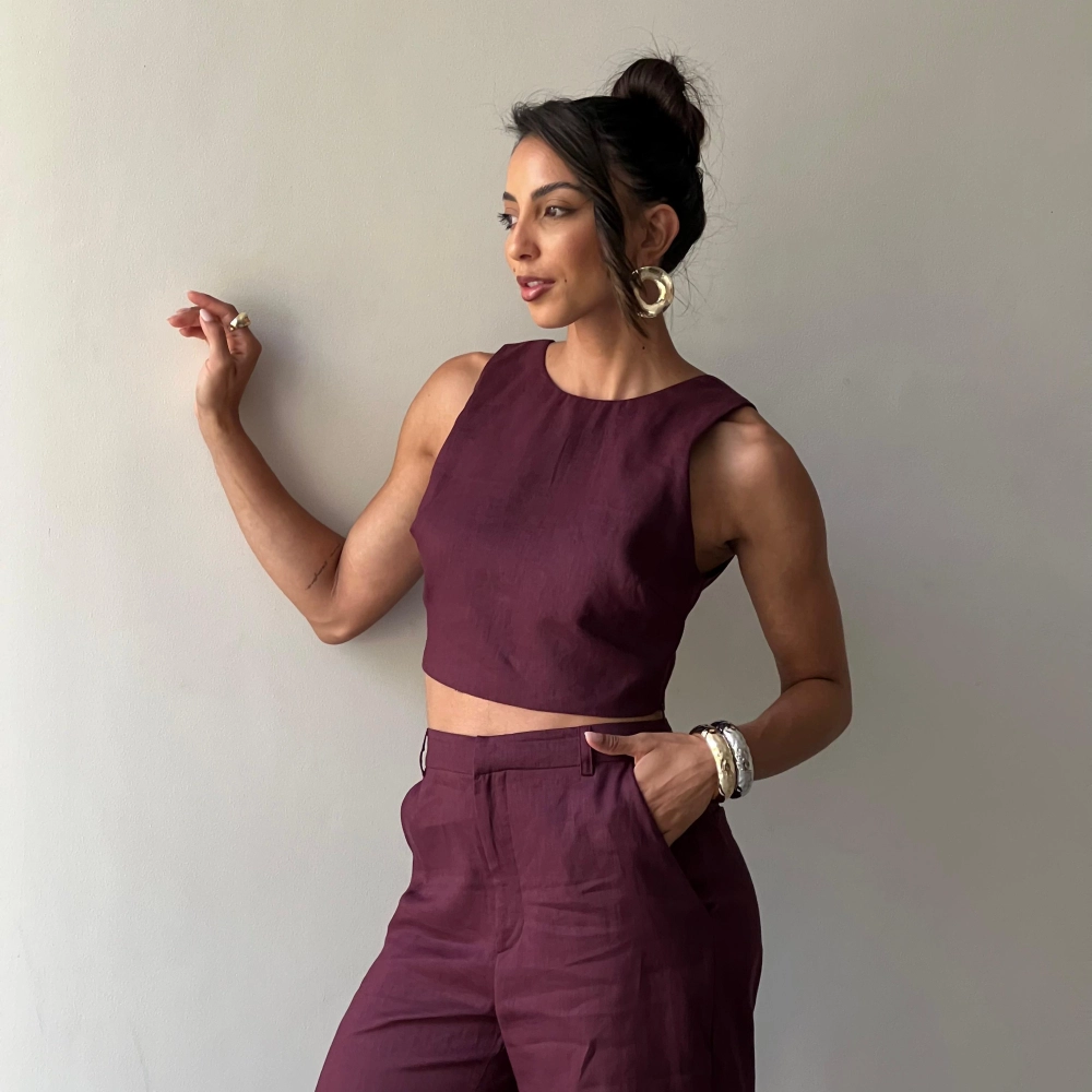 Cropped Linho Marcella - Uva