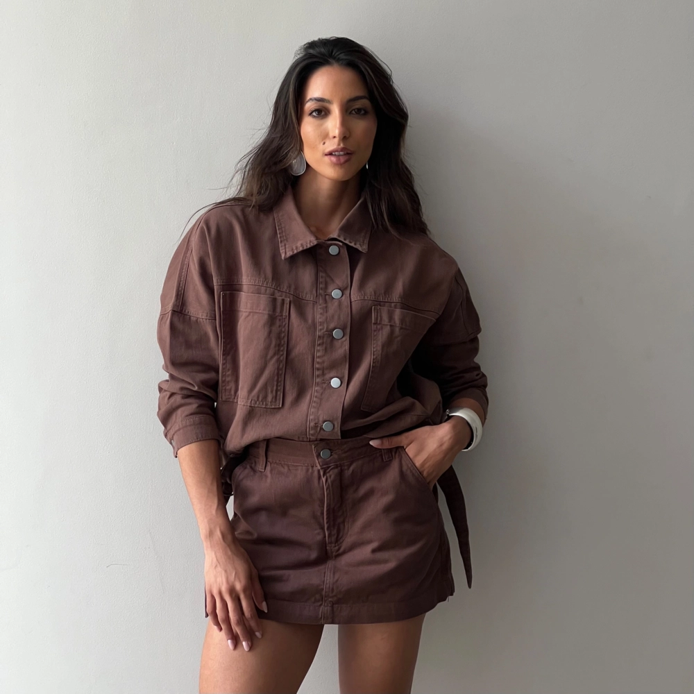 Shorts saia Gabi - Marrom