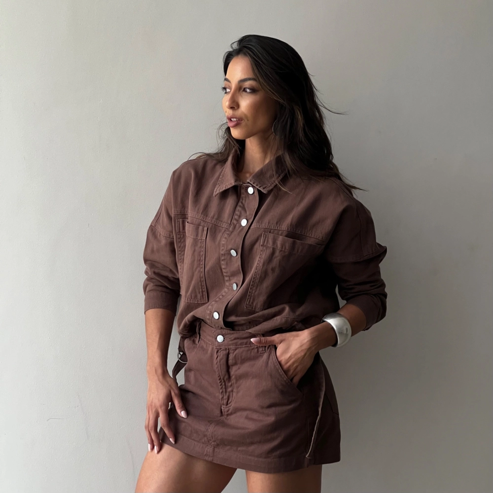 Shorts saia Gabi - Marrom