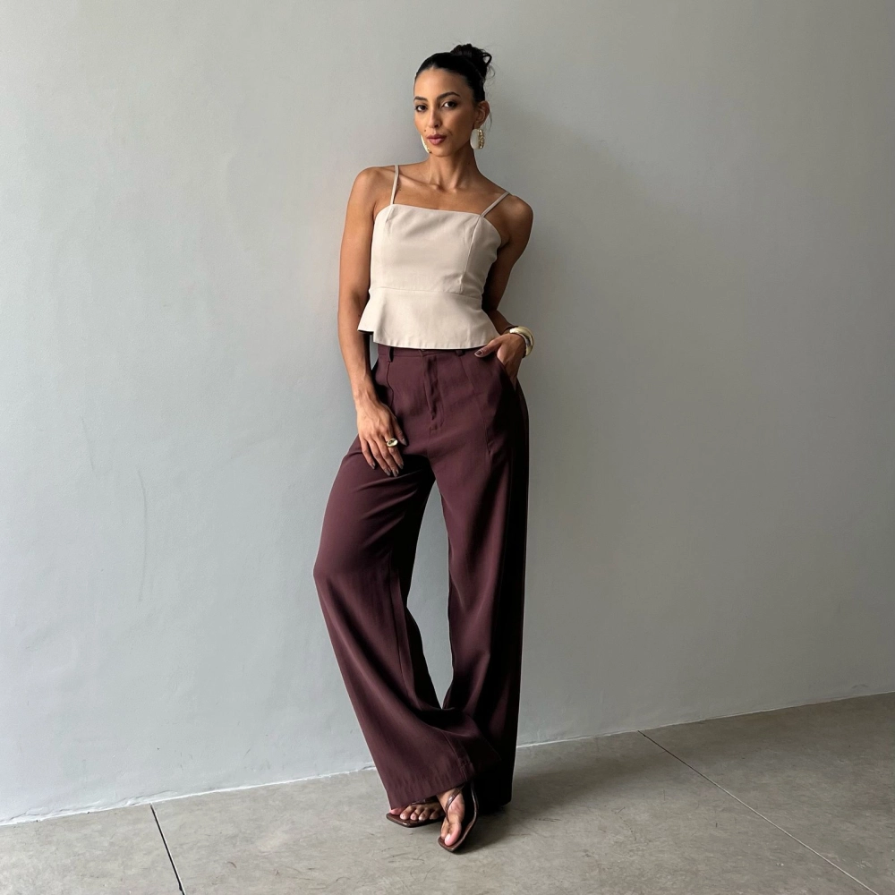 Calça Alfaiataria Fancy - Marrom