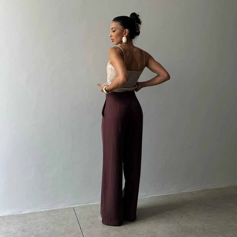 Calça Alfaiataria Fancy - Marrom