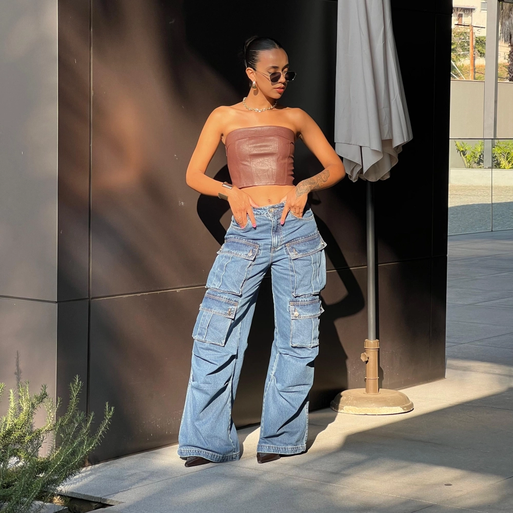 Calça Cargo Haley - Jeans Escuro