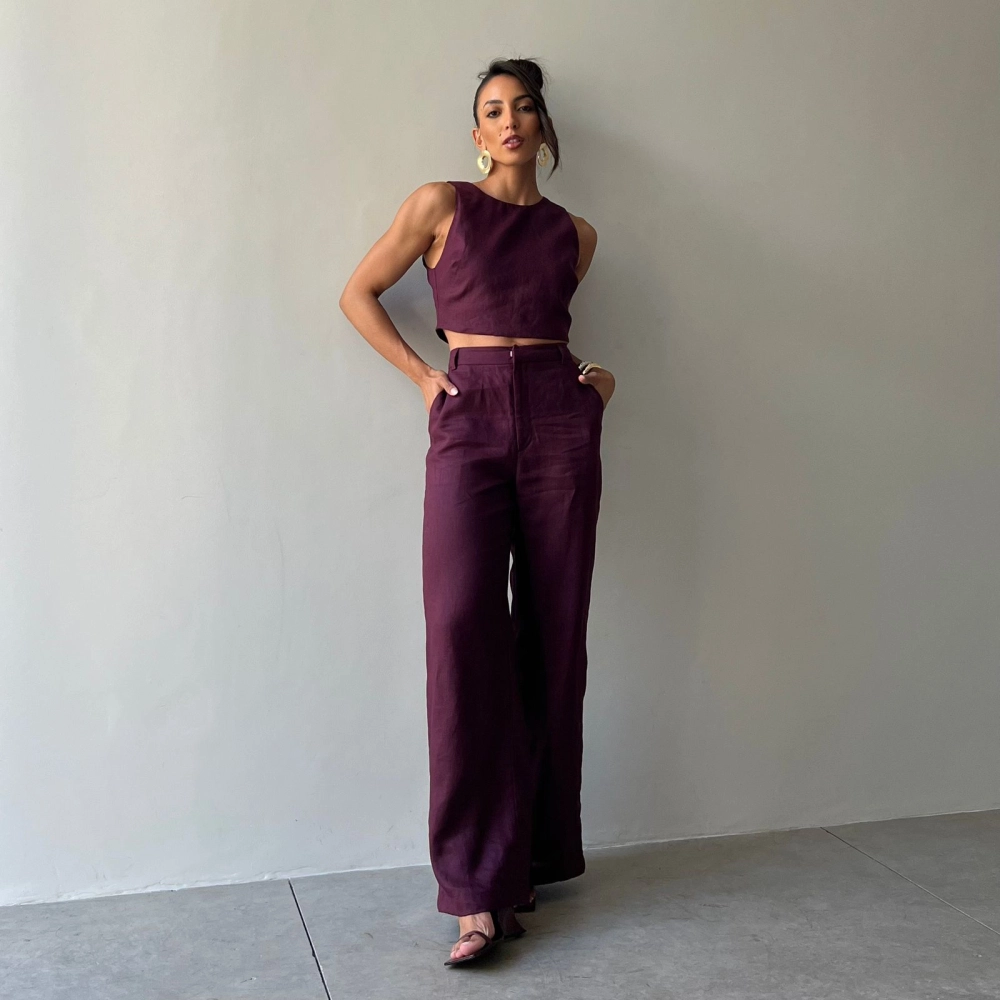 Calça Linho Marcella - Uva