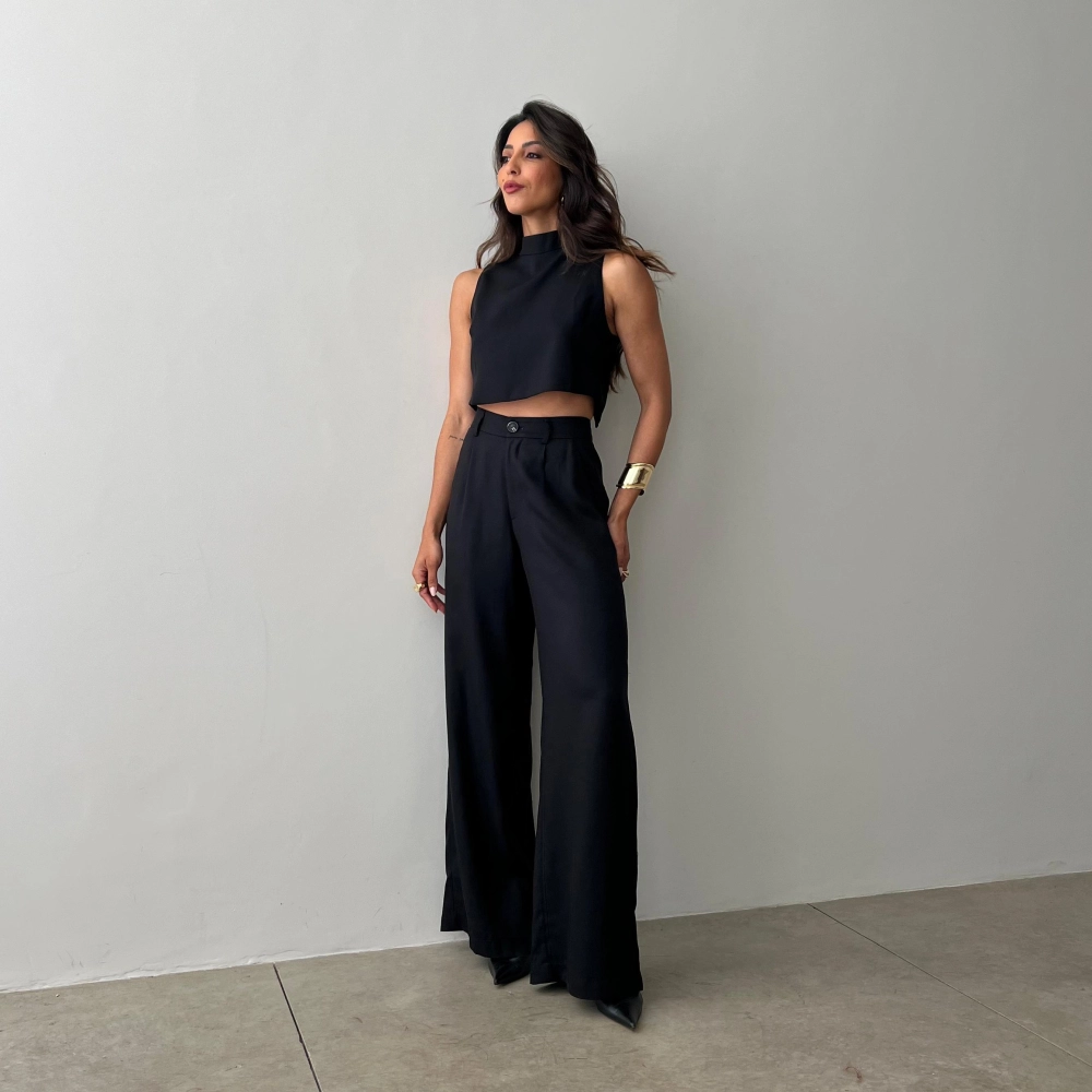 Calça Pantalona Hellena - Preto