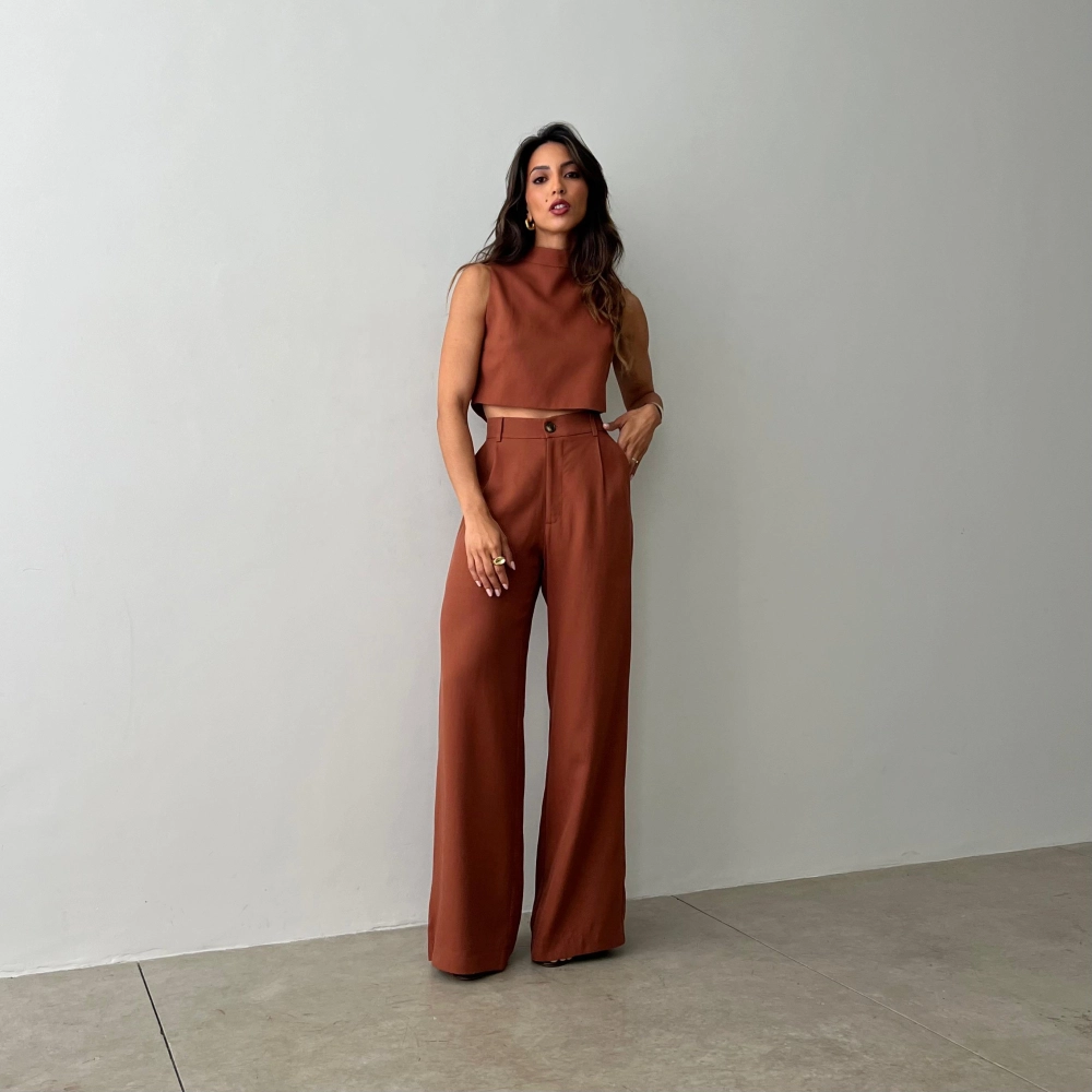 Calça Pantalona Hellena - Terra