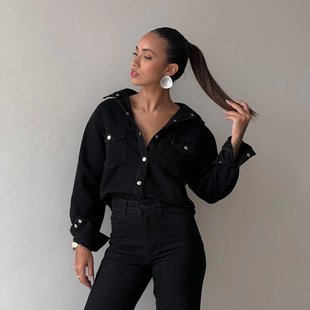 Camisa Jeans Anne - Preto