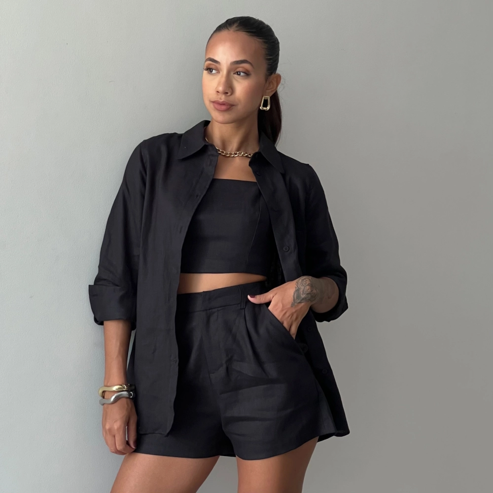 Camisa Linho Renata - Preto