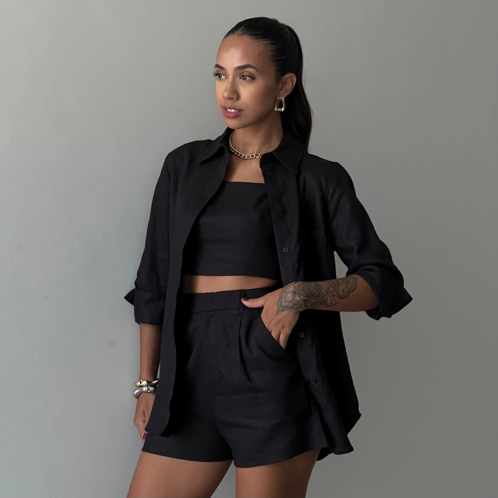 Camisa Linho Renata - Preto