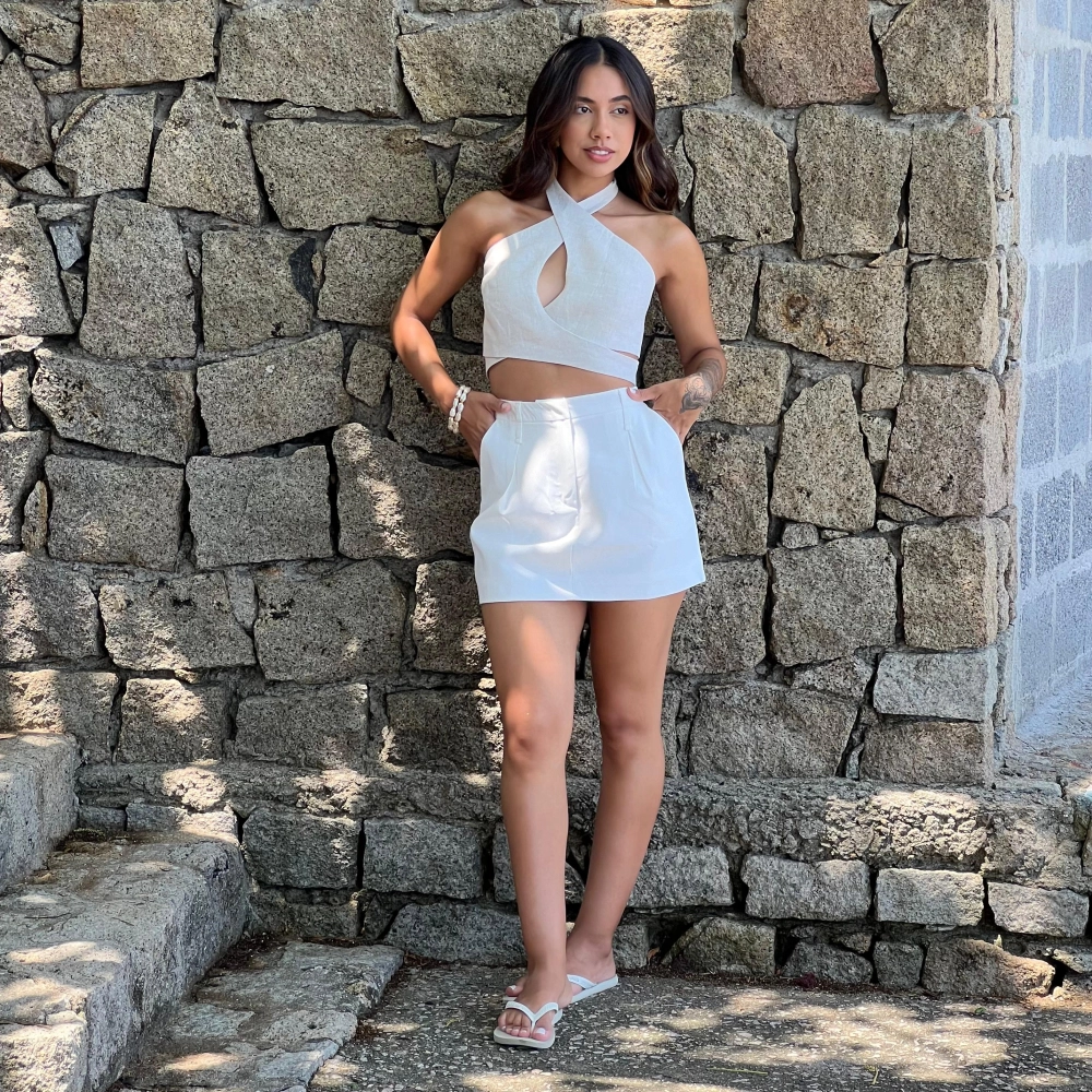 Cropped Linho Luara - Cru