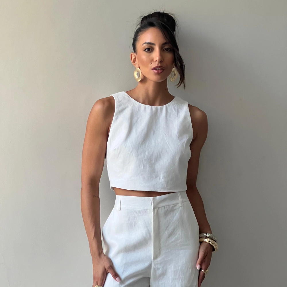 Cropped Linho Marcella - Branco
