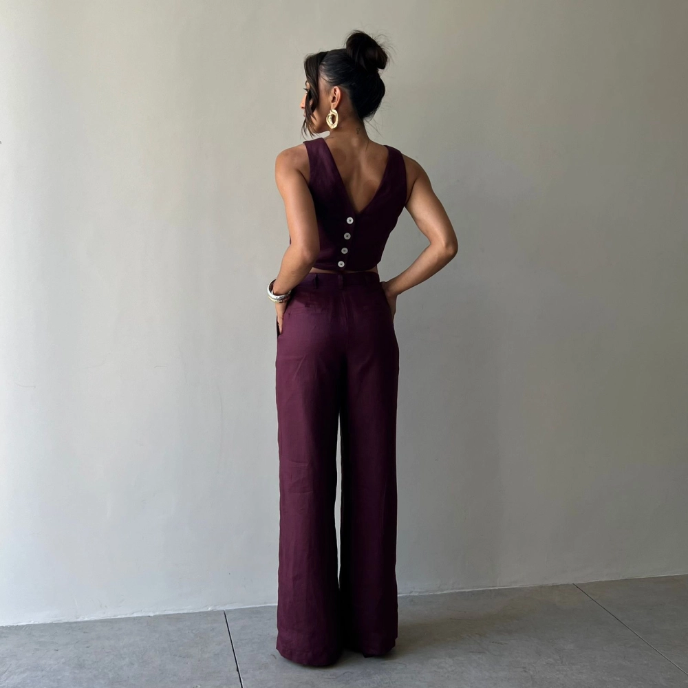 Cropped Linho Marcella - Uva