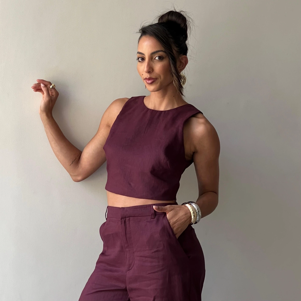 Cropped Linho Marcella - Uva