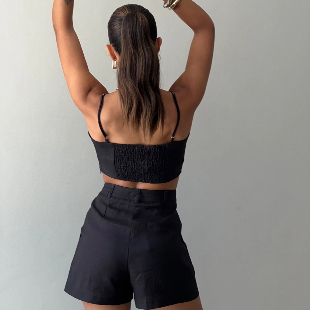 Cropped Linho Renata - Preto