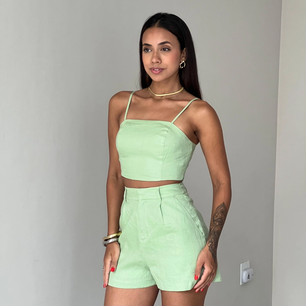 Cropped Linho Renata - Verde Pistache