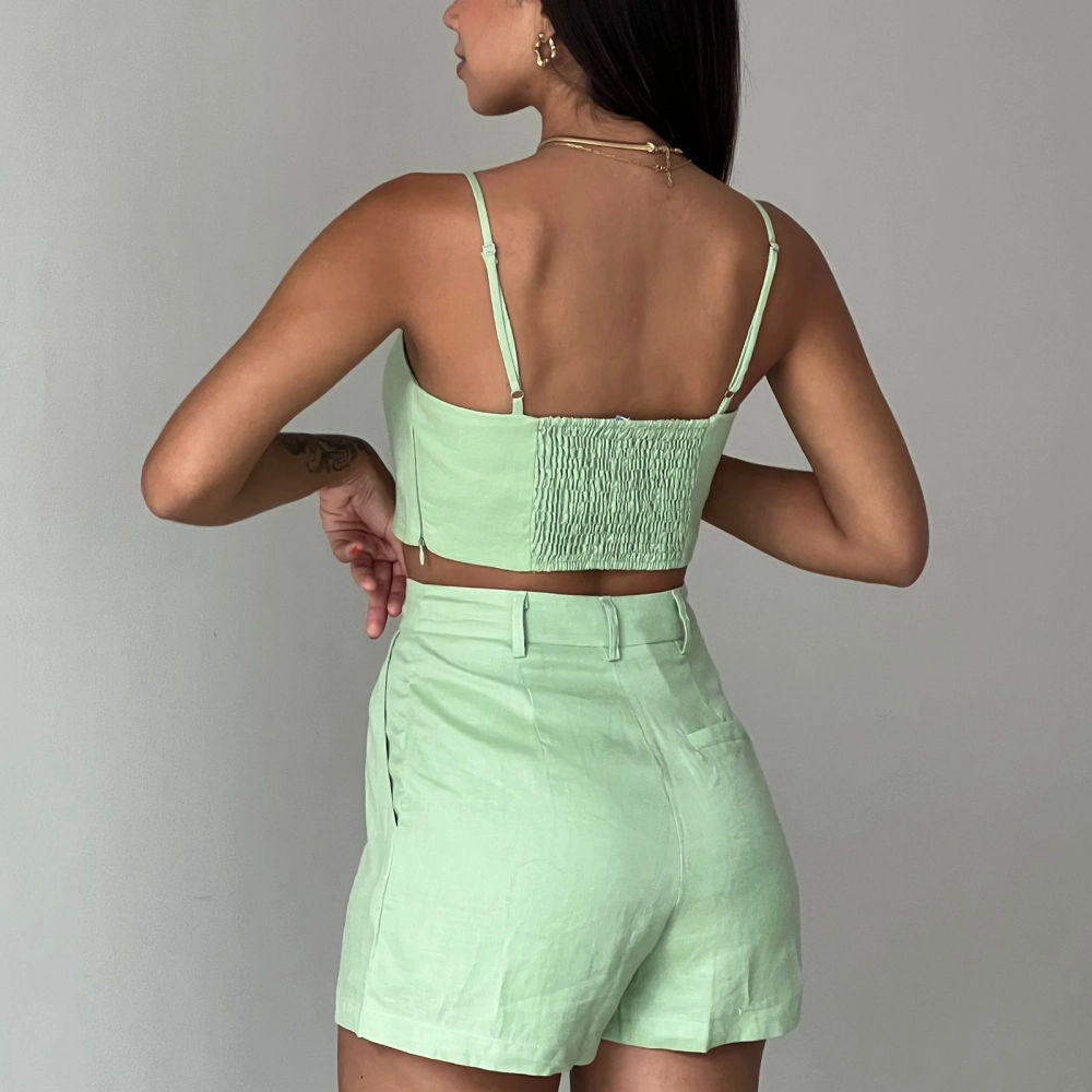 Cropped Linho Renata - Verde Pistache