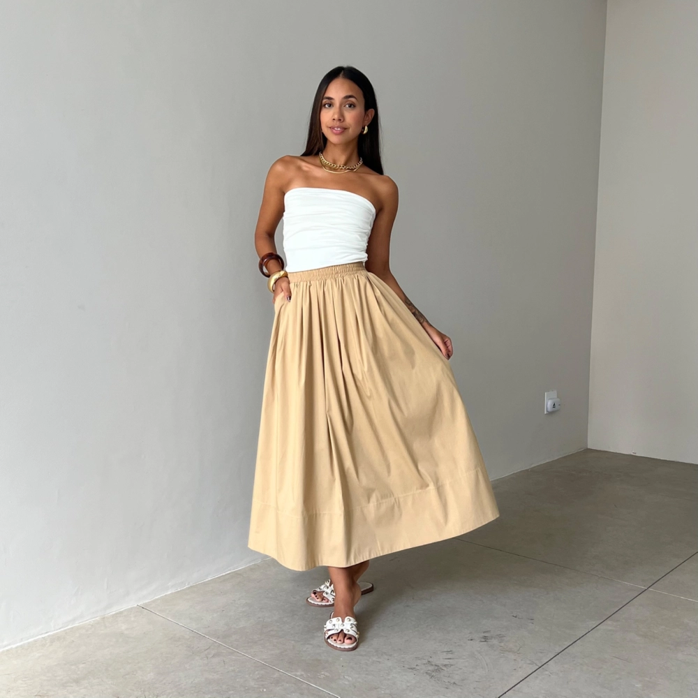 Saia Midi Naomi - Bege