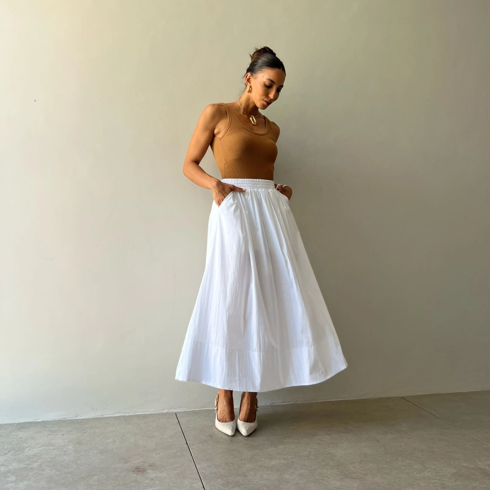 Saia Midi Naomi - Branco