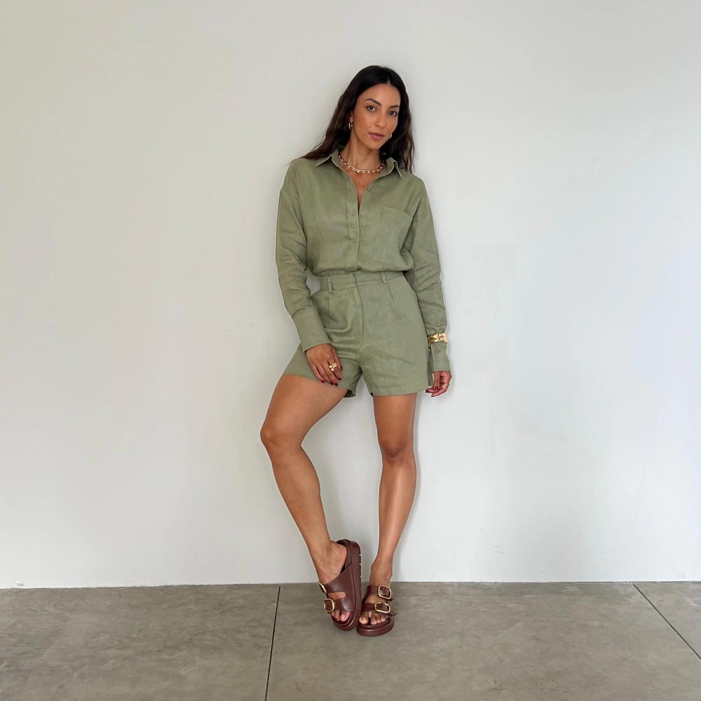 Shorts Linho Eva - Verde