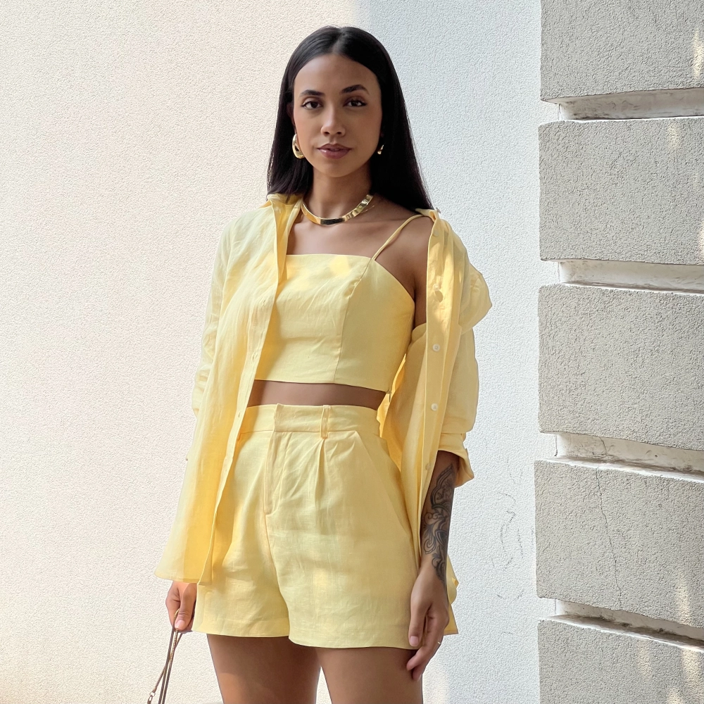 Shorts Linho Renata - Amarelo