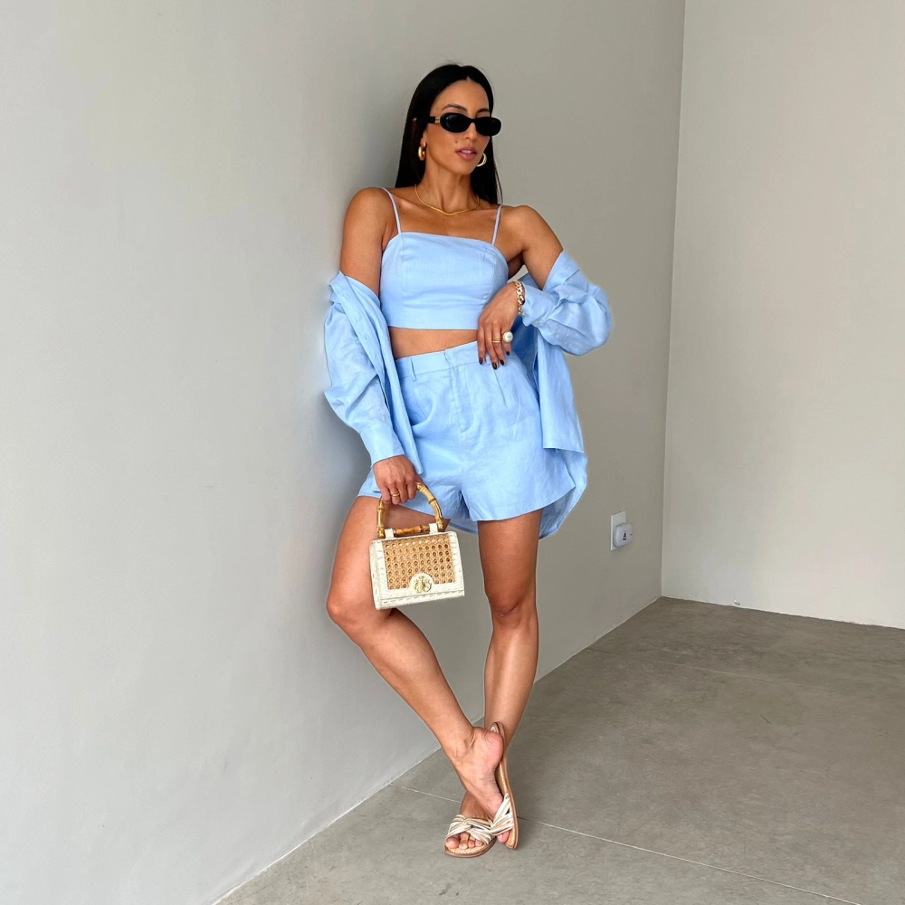 Shorts Linho Renata - Azul Claro