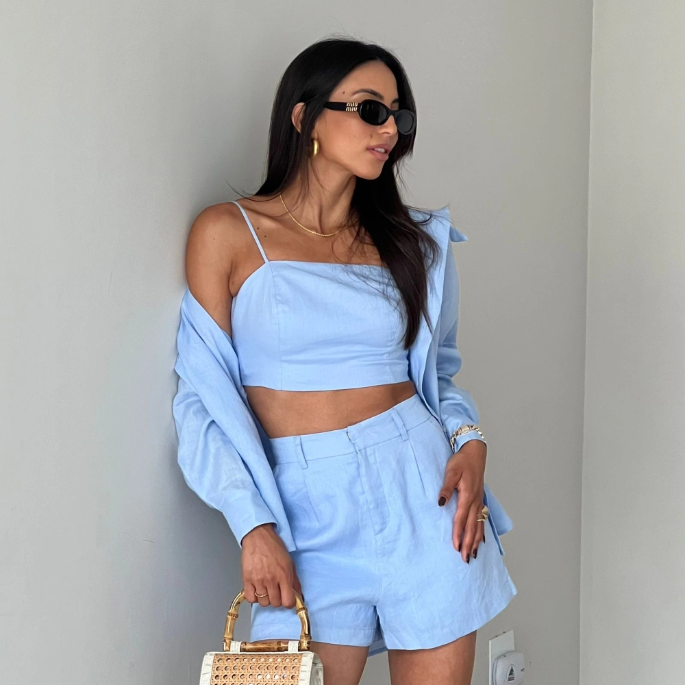 Shorts Linho Renata - Azul Claro