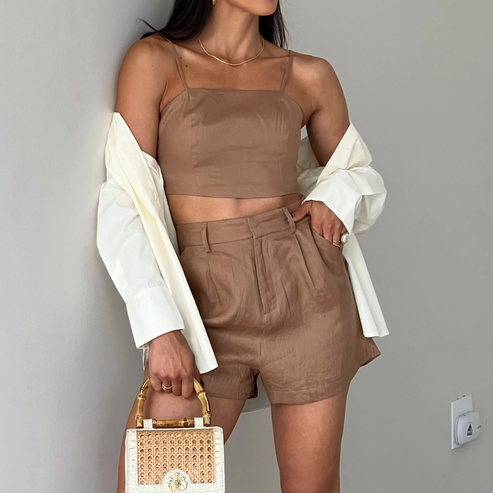 Shorts Linho Renata - Marrom