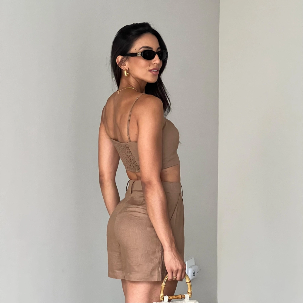 Shorts Linho Renata - Marrom