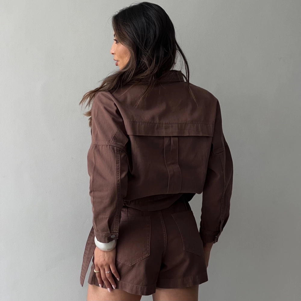 Shorts saia Gabi - Marrom