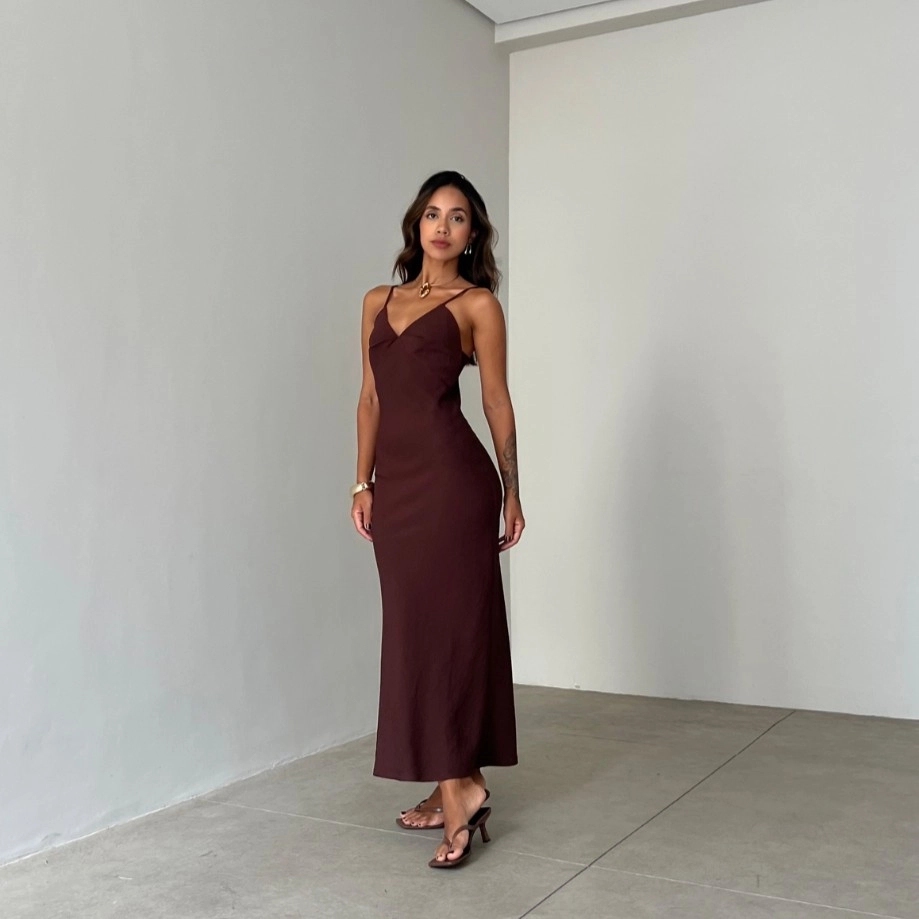 Vestido Celine - Marrom