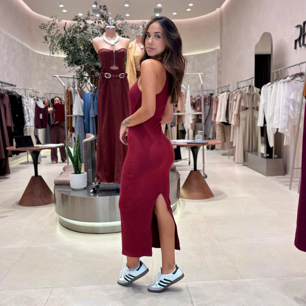 Vestido Elise - Bordô